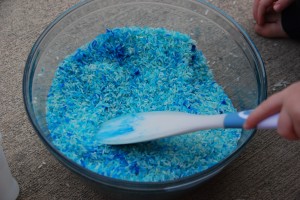 Mixing Blue Rice