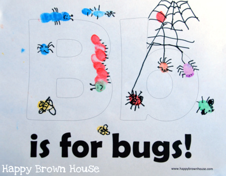 B is for Bugs Fingerprint Art Printable