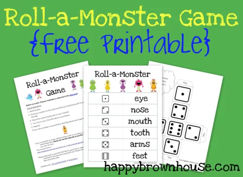 Roll-a-Monster Game {Free Printable} from Happy Brown House