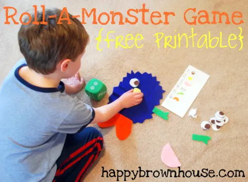 Free Printable Halloween Game for Kids: Roll A Monster