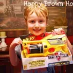 nerf guns can be used for developing fine motor skills @happybrownhouse www.happybrownhouse.com