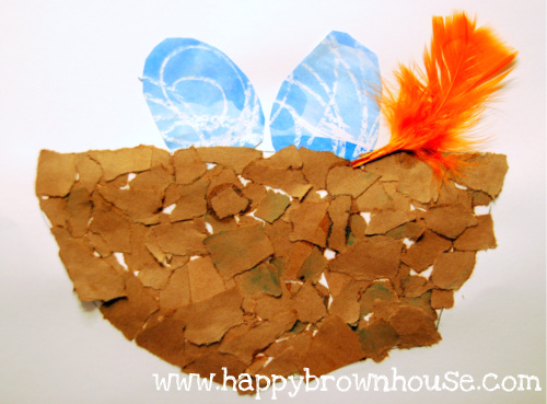 Torn Paper Nest Craft from @happybrownhouse www.happybrownhouse.com