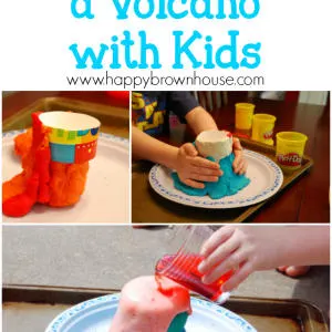How to make an easy volcano with kids using common houehold ingredients.