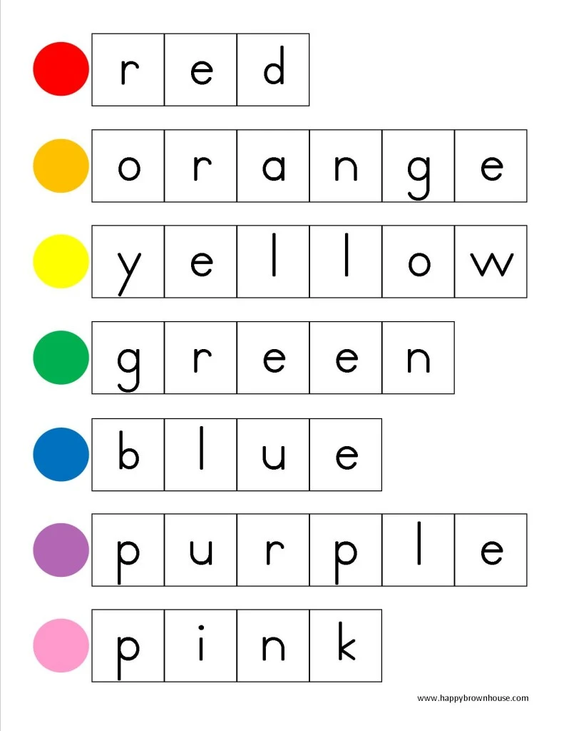 Letter Tile Page (Color Words)