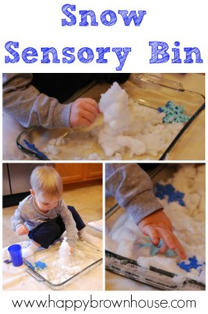 Indoor Snow Play with a Snow Sensory Bin - Happy Brown House