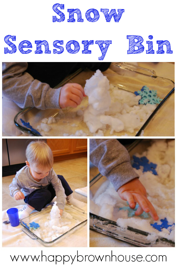 Bring the snow indoors with this snow sensory bin. Kids will experience the cold snow from the comfort of inside and watch it melt. A simple science sensory experience.
