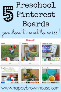 5 Preschoool Pinterest Boards You don't want to miss from www.happybrownhouse.com Fine Motor skills, Playdough, Sensory Bins, Math, and literacy