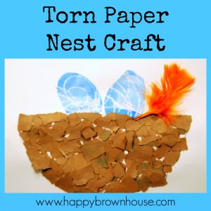 Torn Paper Nest Craft from happybrownhouse.com @happybrownhouse #nest #spring #finemotorskills