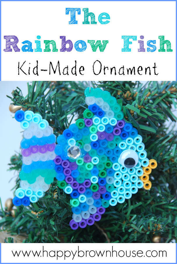 The Rainbow Fish book inspired Kid-made ornament #kidmadeornaments #kidsmadechristmas