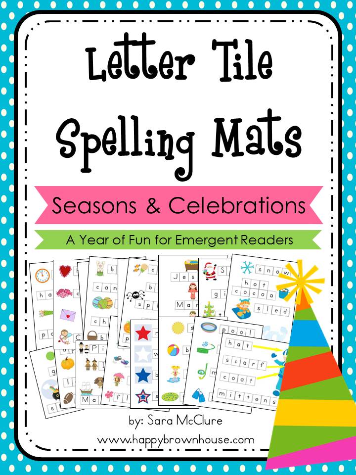 Letter Tile Spelling Mats Bundle (Seasons & Celebrations)  a year full of fun for emergent readers. 80+ pages