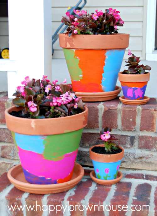 flower pots painted by kids