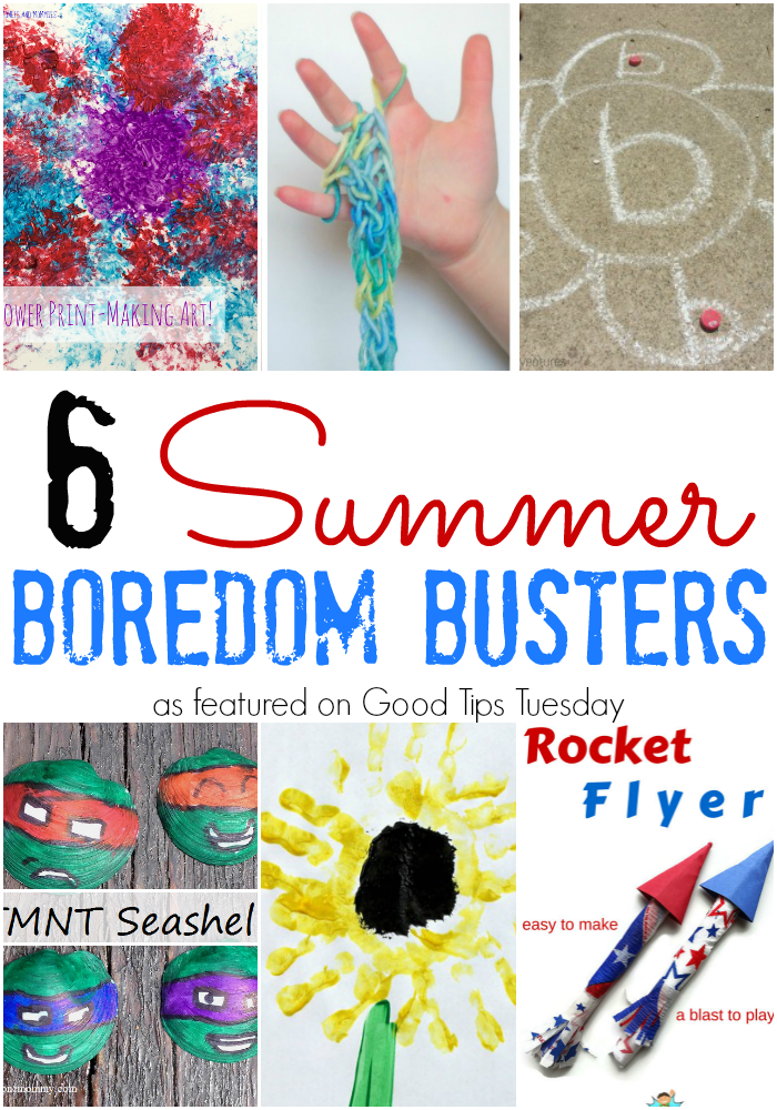 6 Summer Boredom Busters for kids--painting, finger knitting, chalk games, and homemade rockets