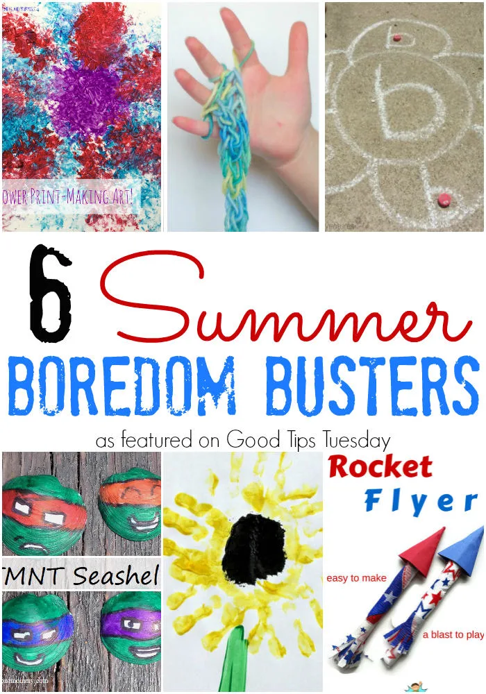 6 Summer Boredom Busters for kids--painting, finger knitting, chalk games, and homemade rockets
