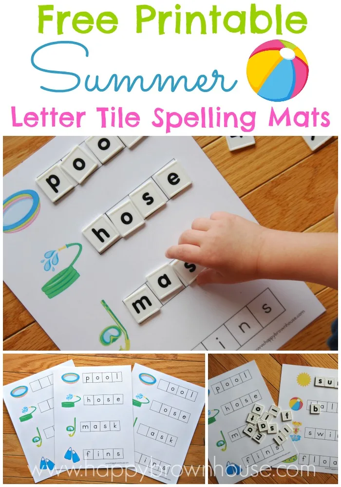 Free Printable Summer Letter Tile Spelling Mats