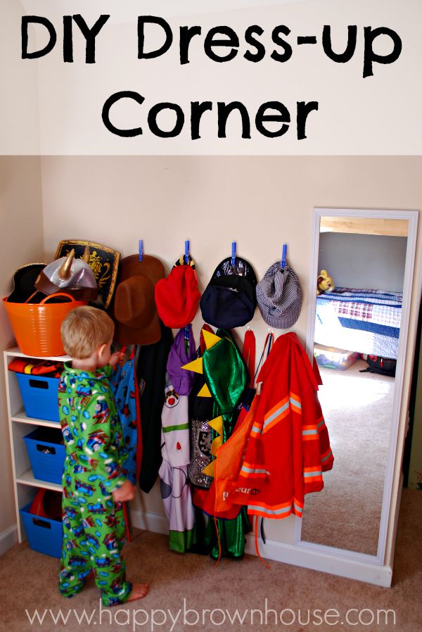 This DIY Dress-up Corner for kids makes it easy to keep the dress up clothes organized and easier for kids to play with independently. Use Command Hooks for a quick and removable DIY project. #ProjectAmazing #CollectiveBias (ad)
