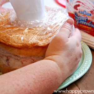 wrapping ice cream cake in plastic wrap