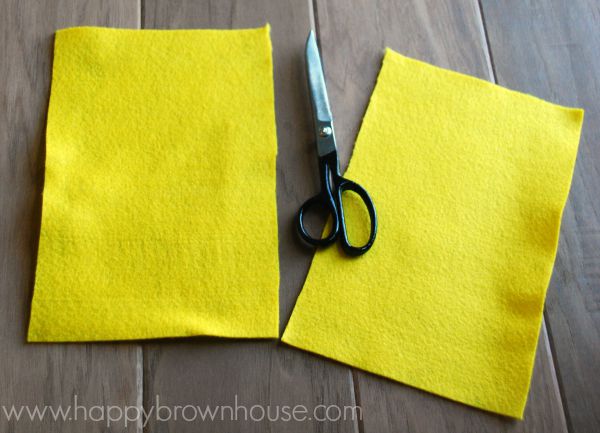 Yellow felt cut in half