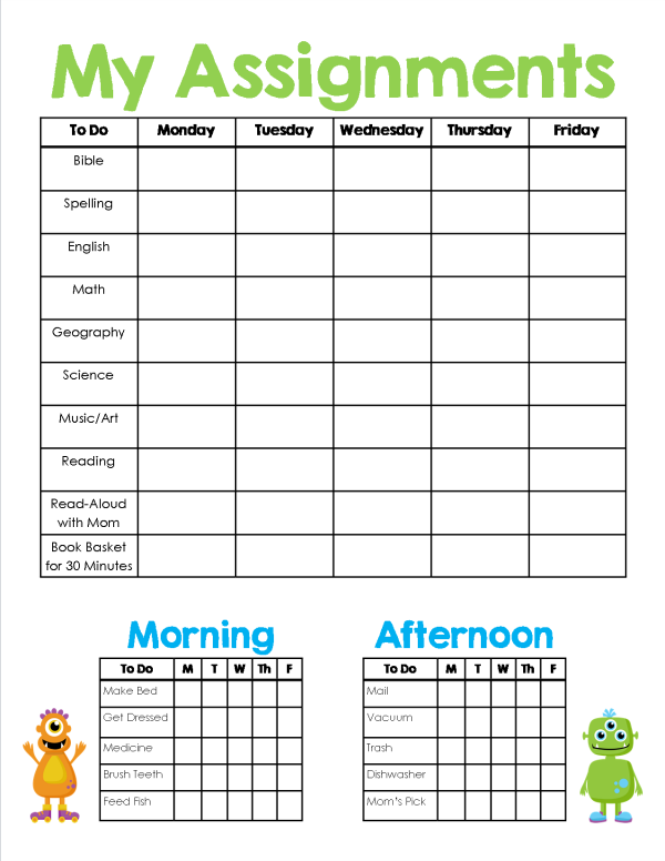 Free Printable Assignment Sheets For Students