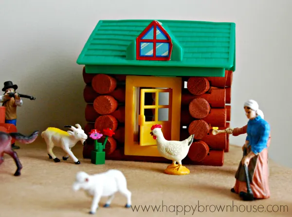 Log Cabin made out of Lincoln Logs for Small World Play