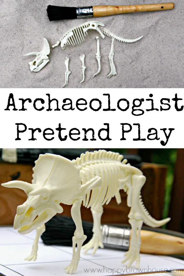 Archaeologist Pretend Play Idea for Kids--easy to set up with a sand sensory bin!