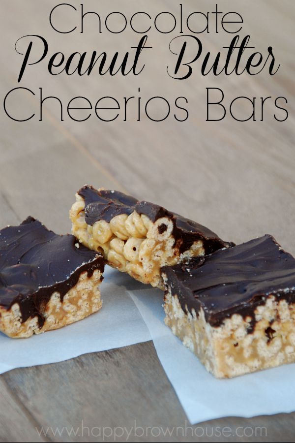 No-Bake Chocolate Peanut Butter Cheerios Bars Recipe--an easy to make ooey, gooey treat!