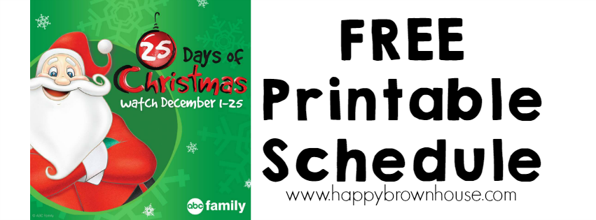 2015 ABC Family's 25 Days of Christmas Movies Free Printable Schedule
