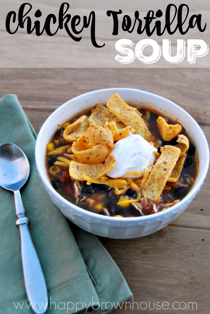 Need a quick dinner to throw in the crockpot? This Crockpot Chicken Tortilla Soup will warm up even the coldest winter day. Using basic ingredients, slow cooker lovers will love the time they save with this easy crockpot dinner idea. Use frozen chicken breasts and you don't even have to remember to thaw chicken the night before!