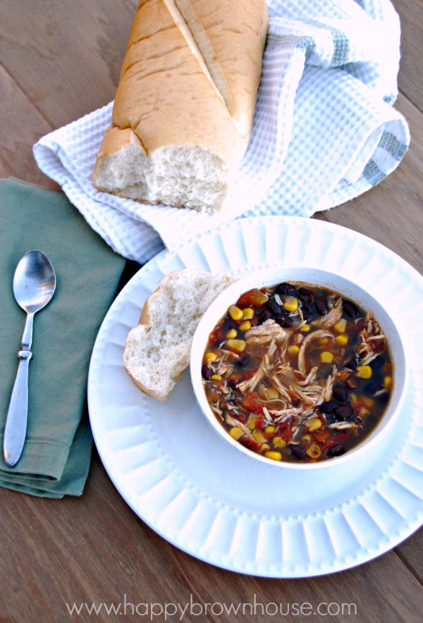 Need a quick dinner to throw in the crockpot? This Crockpot Chicken Tortilla Soup will warm up even the coldest winter day. Using basic ingredients, slow cooker lovers will love the time they save with this easy crockpot dinner idea. Use frozen chicken breasts and you don't even have to remember to thaw chicken the night before!