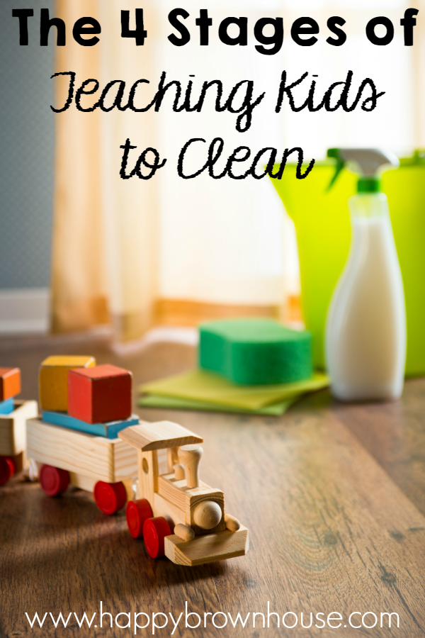 Are you struggling to get your kids to clean? Use these 4 Stages to Teaching Kids to Clean to get your kid's chore list finished and ingrained in their character. 