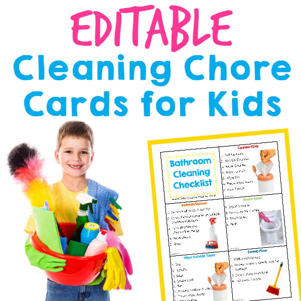 These Cleaning Chore Cards for Kids include everything needed to clean the home with your child's help. Simply print, laminate, and place on a ring for flippable chore task cards. Organize your child's chores with step-by-step task cards and lower mom's nagging. What a lifesaver!