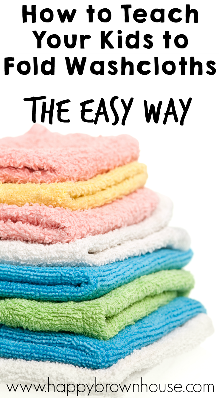 Need help with the laundry? Use this simple trick to teach kids how to fold a washcloth. Give kids independence with folding the laundry with this simple washcloth hack.