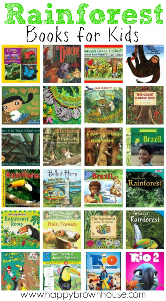 This Rainforest Books for Kids list is perfect for a homeschool unit study on Brazil, South America, or the Amazon Rainforest. Take this book list for kids with you to the library on your next learning adventure!