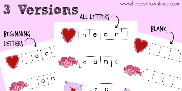 3 Versions Valentine's Day Letter Tile Printables