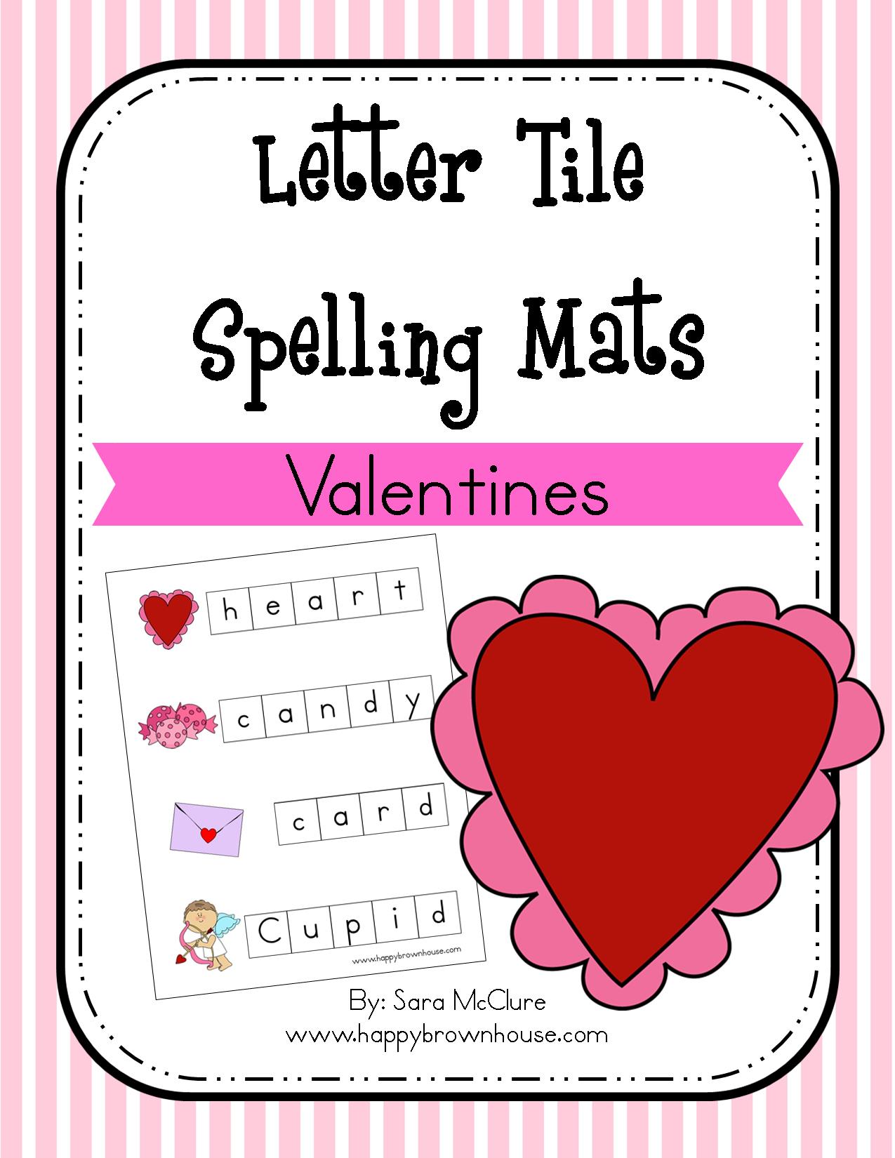 Valentine's Day Letter Tile Spelling Mat | Happy Brown House