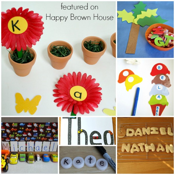 collage of assorted Name Puzzles activities for preschoolers