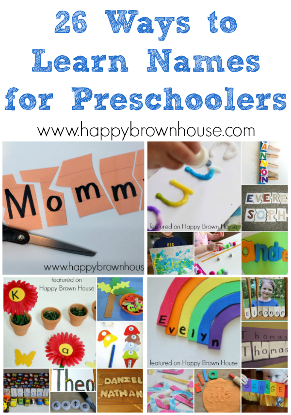 collage of name activities for preschoolers