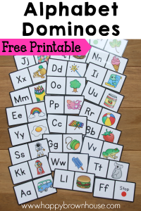 Free Printable Alphabet Dominoes Game for preschool and kindergarten. Kid match the letters and pictures for beginning sounds practice.