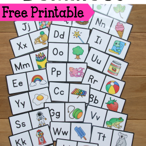 Free Printable Alphabet Dominoes Game for preschool and kindergarten. Kid match the letters and pictures for beginning sounds practice.