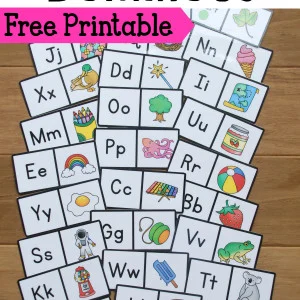 Free Printable Alphabet Dominoes Game for preschool and kindergarten. Kid match the letters and pictures for beginning sounds practice.