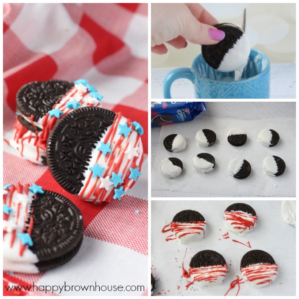 These Patriotic Oreos are the perfect quick and easy dessert for a Memorial Day or Fourth of July Barbecue.