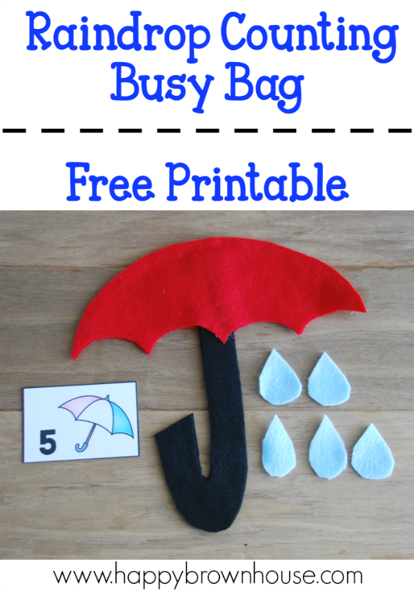 This Umbrella Raindrop Counting Busy Bag is a great way for preschoolers to practice counting, number recognition, and one-to-one correspondence. Includes free printable number cards!