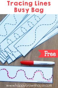 This free printable tracing lines busy bag for preschoolers is a great introduction to writing. Preschoolers will have fun tracing the lines and practicing their fine motor skills.