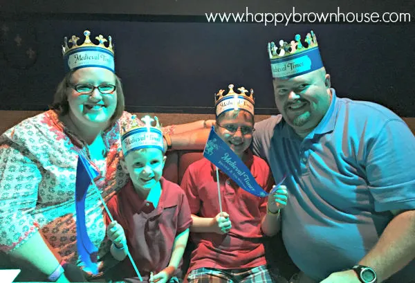 Cheering for the blue knight at Medieval Times Florida