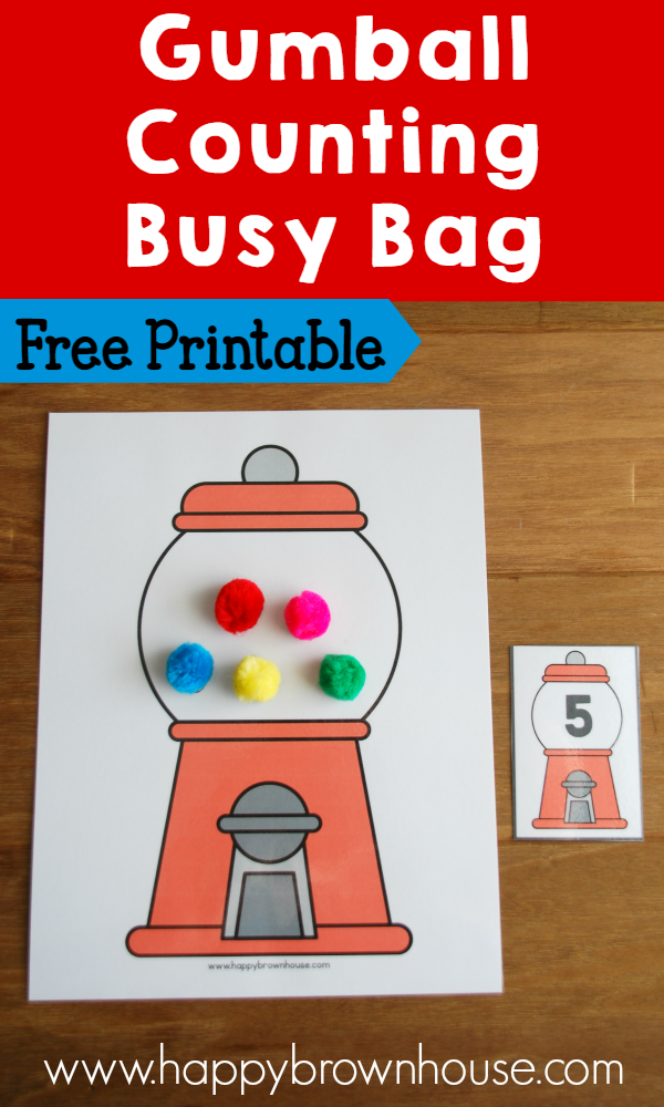 number preschool one free for worksheet Busy  Gumball Brown House Bag (Free Printable) Counting  Happy