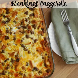 This Sausage, Egg, and Cheese Breakfast Casserole is a perfect dish to make for a holiday breakfast or to take to a brunch. It's easy to make it the night before and pop it in the oven for Christmas morning.