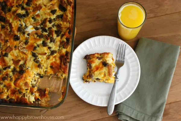 This Sausage, Egg, and Cheese Breakfast Casserole is a perfect dish to make for a holiday breakfast or to take to a brunch. It's easy to make it the night before and pop it in the oven for Christmas morning.