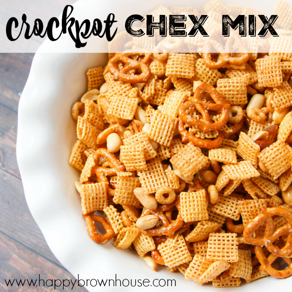 This Crockpot Chex Mix Recipe is the perfect mixture of salty and sweet. Easy to make for a chex mix snack or for a party. Perfect Super Bowl Snack.