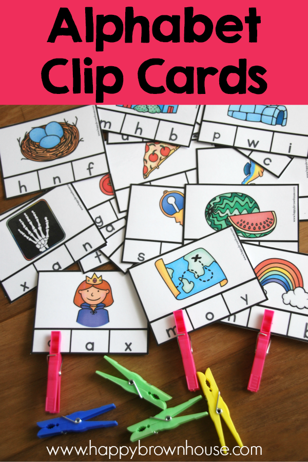 These Alphabet Beginning Sounds Clip Cards are a great way to practice matching letters and beginning sounds. These would make a great preschool busy bag.