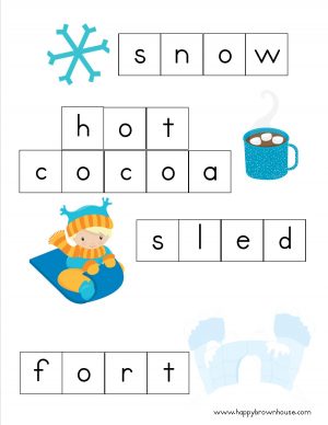 Winter Letter Tiles Spelling Mats - Happy Brown House