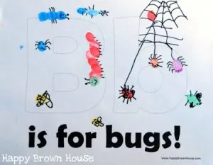 B is for Bugs printable with fingerprint bugs